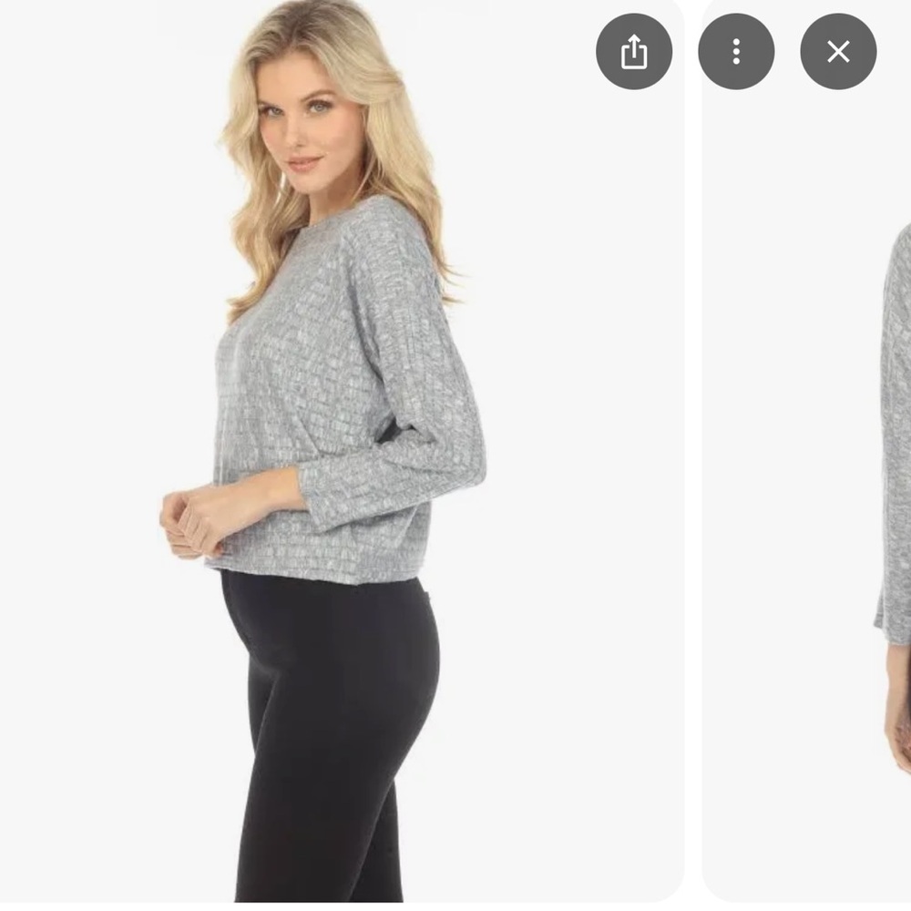 Calme by Johnny Was Grey Dolman Sleeves Cozy Top. Size S MA3